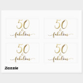 Sticker Rectangulaire "50 & Fabulous" Faux Gold, v5 Anniversaire Cheer (Feuille)