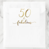 Sticker Rectangulaire "50 & Fabulous" Faux Gold, v5 Anniversaire Cheer (Sac)