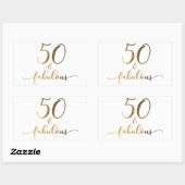 Sticker Rectangulaire "50 & Fabulous" Gold Foil Effect v2 Anniversaire C (Feuille)