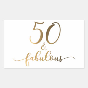 Sticker Rectangulaire "50 & Fabulous" Gold Foil Effect v2 Anniversaire C