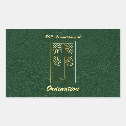 Sticker Rectangulaire 50e anniversaire de l'ordination Regarder en cuir  (Devant)