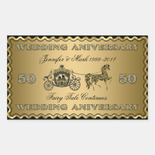 Sticker Rectangulaire 50e anniversaire Mariage-Mariage Horse & Carriage