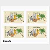 Sticker Rectangulaire 5Anniversaire Jungle Safari Elephant Zebra Tiger (Feuille)