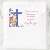 Sticker Rectangulaire 60e Anniversaire, Nun, Religious Life Cross (Sac)