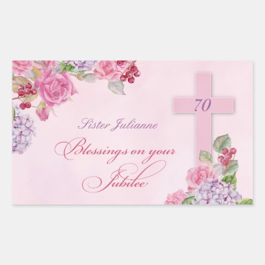 Sticker Rectangulaire 70e anniversaire de la vie religieuse Nonne cathol (Devant)