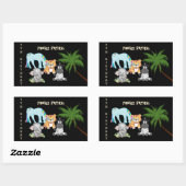 Sticker Rectangulaire 7e anniversaire Jungle Safari Elephant Zebra Unico (Feuille)