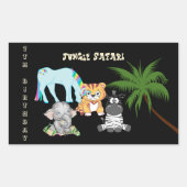 Sticker Rectangulaire 7e anniversaire Jungle Safari Elephant Zebra Unico (Devant)