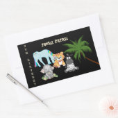 Sticker Rectangulaire 7e anniversaire Jungle Safari Elephant Zebra Unico (Enveloppe)