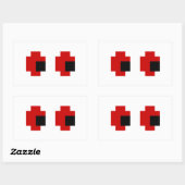 Sticker Rectangulaire 8 bits Éffrayants yeux rouges (Feuille)