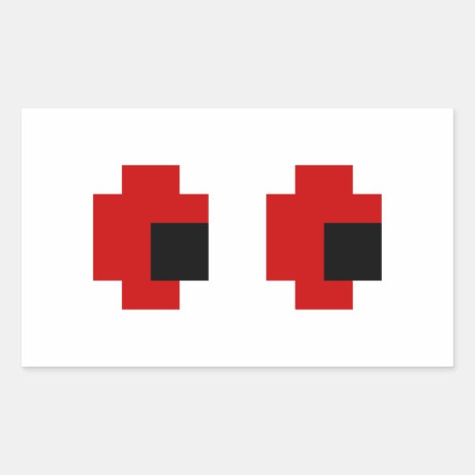 Sticker Rectangulaire 8 bits Éffrayants yeux rouges (Devant)