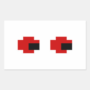 Sticker Rectangulaire 8 bits Éffrayants yeux rouges