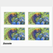 Sticker Rectangulaire A Bee & Forget-me-not Flowers (Feuille)