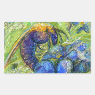 Sticker Rectangulaire A Bee & Forget-me-not Flowers