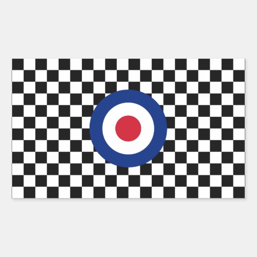 Sticker Rectangulaire à damiers Mood cible de course noire (Devant)