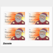 Sticker Rectangulaire À Enfant De PÈRE NOËL Red Gold Trees Stars V6B (Feuille)