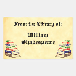 Sticker Rectangulaire À partir de la bibliothèque de la plaque personnal