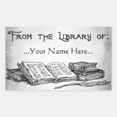 Sticker Rectangulaire À partir de la bibliothèque de livres Quill Custom (Devant)