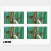 Sticker Rectangulaire A teal Eyed Dragonfly with cattails (Feuille)