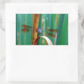 Sticker Rectangulaire A teal Eyed Dragonfly with cattails (Sac)