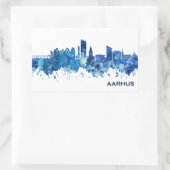Sticker Rectangulaire Aarhus Danemark Skyline Blue (Sac)