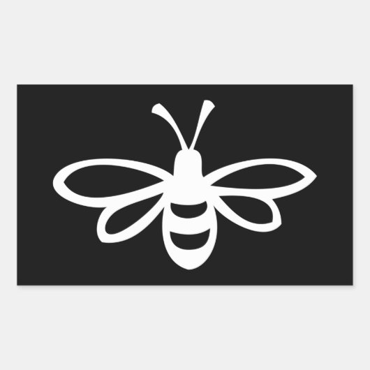 Sticker Rectangulaire Abeille (monochrome) (Devant)