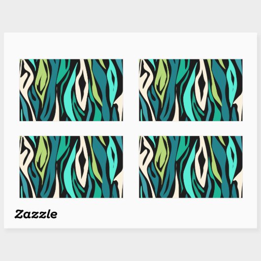 Sticker Rectangulaire Abstract black turquoise (Feuille)
