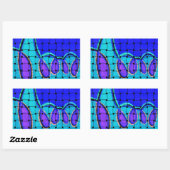 Sticker Rectangulaire Abstrait bleu français avec texture tissée (Feuille)