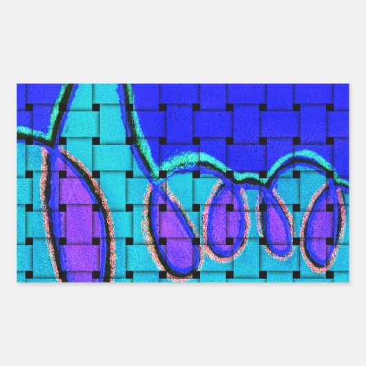 Sticker Rectangulaire Abstrait bleu français avec texture tissée (Devant)