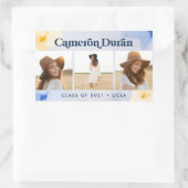 Sticker Rectangulaire Abstrait moderne collage photo diplômé or bleu r (Sac)