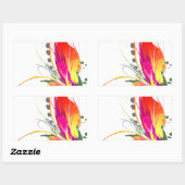 Sticker Rectangulaire Abstrait Oiseau de Paradise Paint Splatters (Feuille)