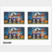 Sticker Rectangulaire Abyssinian Chats Citrouille Halloween Funny (Feuille)
