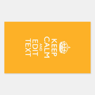 Sticker Rectangulaire Accent Jaune Soleil Gardez Le Calme Et Votre Texte