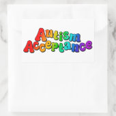 Sticker Rectangulaire Acceptation de l'autisme Typographie arc-en-ciel (Sac)