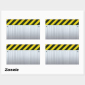 Sticker Rectangulaire Acier inoxydable avec bandes de danger (Feuille)