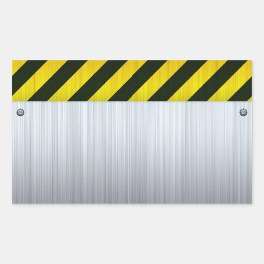 Sticker Rectangulaire Acier inoxydable avec bandes de danger (Devant)
