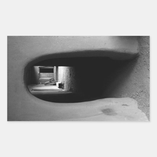 Sticker Rectangulaire Adobe Doorway Architecture Photographie noir et bl (Devant)