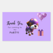 Sticker Rectangulaire Adorable Chien mignon Fête d'anniversaire pour enf (Devant)