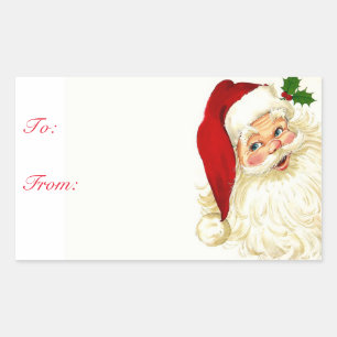 Sticker Rectangulaire Adorable Santa Clause Cadeau de Noël
