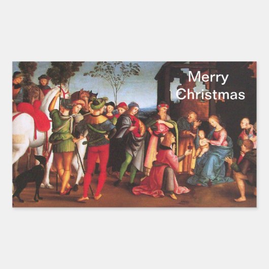 STICKER RECTANGULAIRE ADORATION DE LA MAGI (Devant)