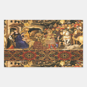 Sticker Rectangulaire ADORATION DE MAGI Gentile Da Fabriano, Noël