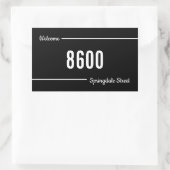 Sticker Rectangulaire Adresse de la rue d'accueil noire et blanche (Sac)