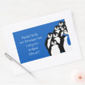 Sticker Rectangulaire Adresse de retour Pingouin de Noël Bleu (Enveloppe)