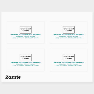 Sticker Rectangulaire Adresse professionnelle Textes verts Turquoises su