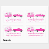 Sticker Rectangulaire Adventure Attend un BABY SHOWER de camion et de re (Feuille)