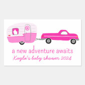 Sticker Rectangulaire Adventure Attend un BABY SHOWER de camion et de re (Devant)