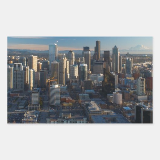 Sticker Rectangulaire Aerial view of Seattle city skyline (Devant)