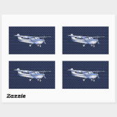 Sticker Rectangulaire Aéronef Classique Chrome Cessna Flying Carbon Fibr (Feuille)