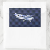 Sticker Rectangulaire Aéronef Classique Chrome Cessna Flying Carbon Fibr (Sac)