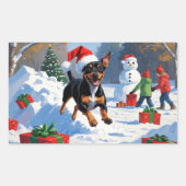 Sticker Rectangulaire Affenpinscher Festive de Noël Scène de neige (Devant)