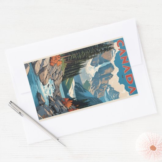 Sticker Rectangulaire Affiche Canada Travel (Enveloppe)